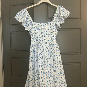 mi ami Blue Floral Ruffle Mini Dress – Size S